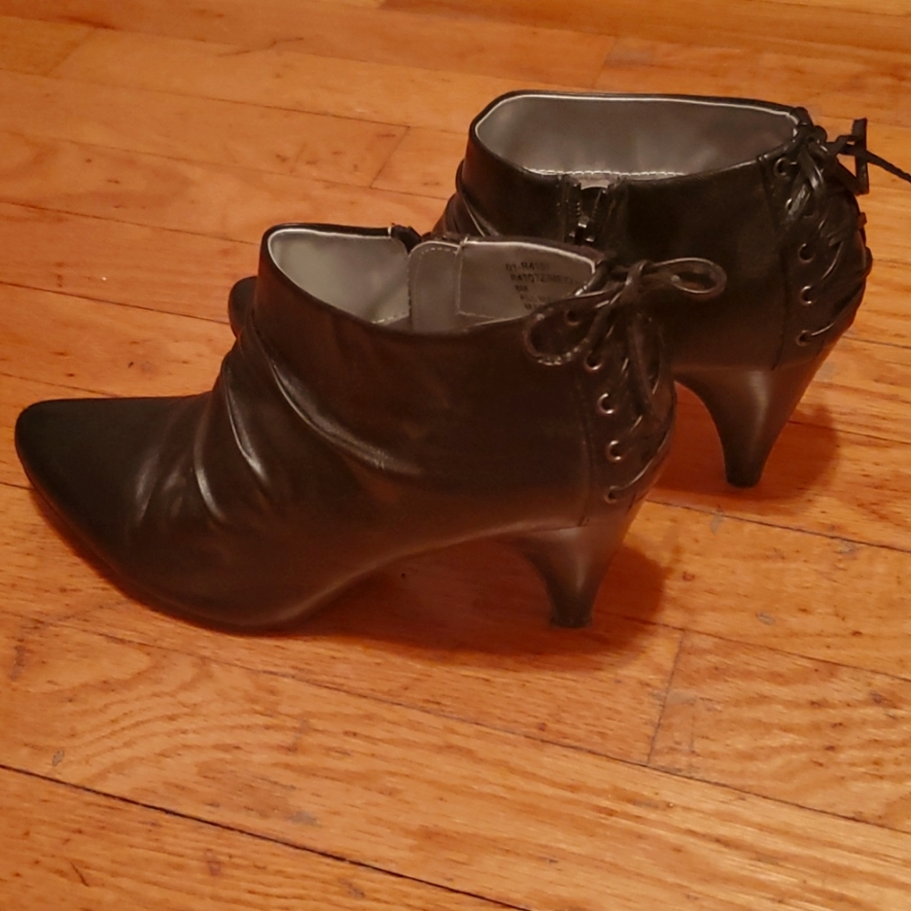 Rialto, black heeled, ankle booties.